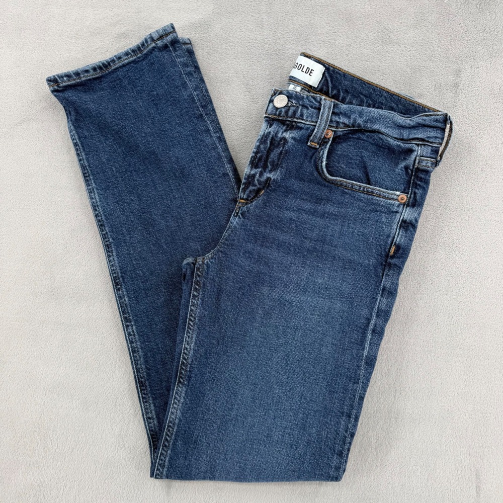 AGOLDE Womens Straight Leg Jeans Womens 26 Blue Medium Wash Low Rise Strech